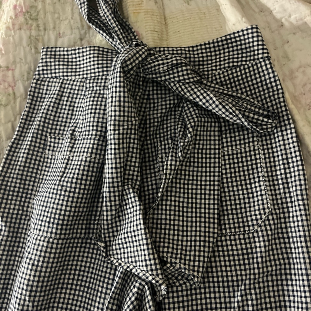 Anthropologie Navy and White Checkered Pants